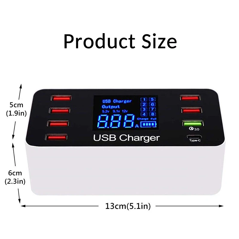 Быстрая зарядка 3,0 usb type C зарядная станция светодиодный дисплей Быстрая зарядка Телефон многоразъемное Зарядное устройство usb адаптер для IPhone samsung