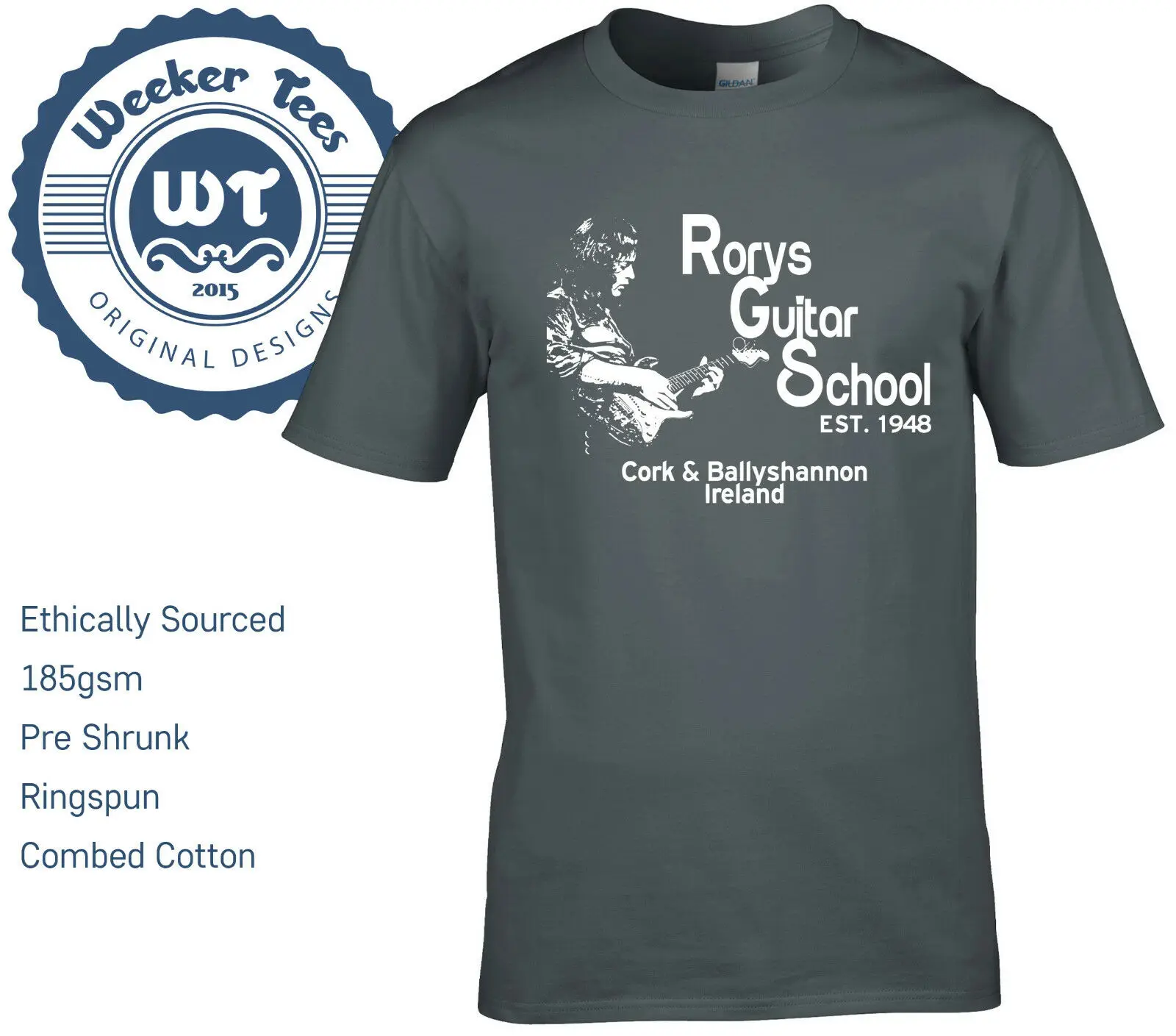Новая футболка роры Галлахер дань Rorys Guitar School Ireland Мужская 2019 летняя 100% хлопковая