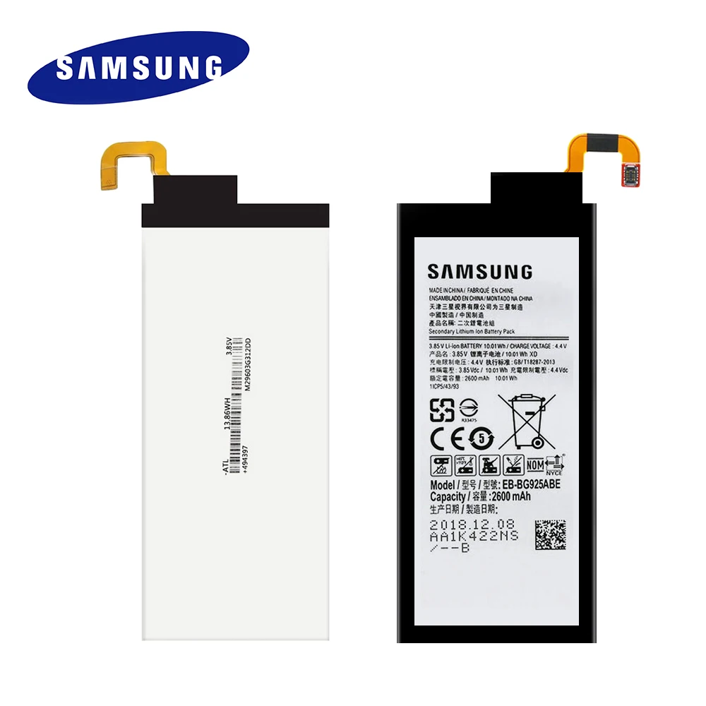 

100% Original Samsung Battery For Galaxy S6 edge SM-G925 EB-BG925ABE mobile phone Replacement 2600MAH batteria akku Free Ship