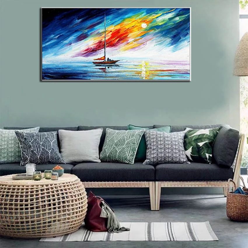 Нож с абстрактной Росписью абстрактный морской пейзаж картина маслом Ручная