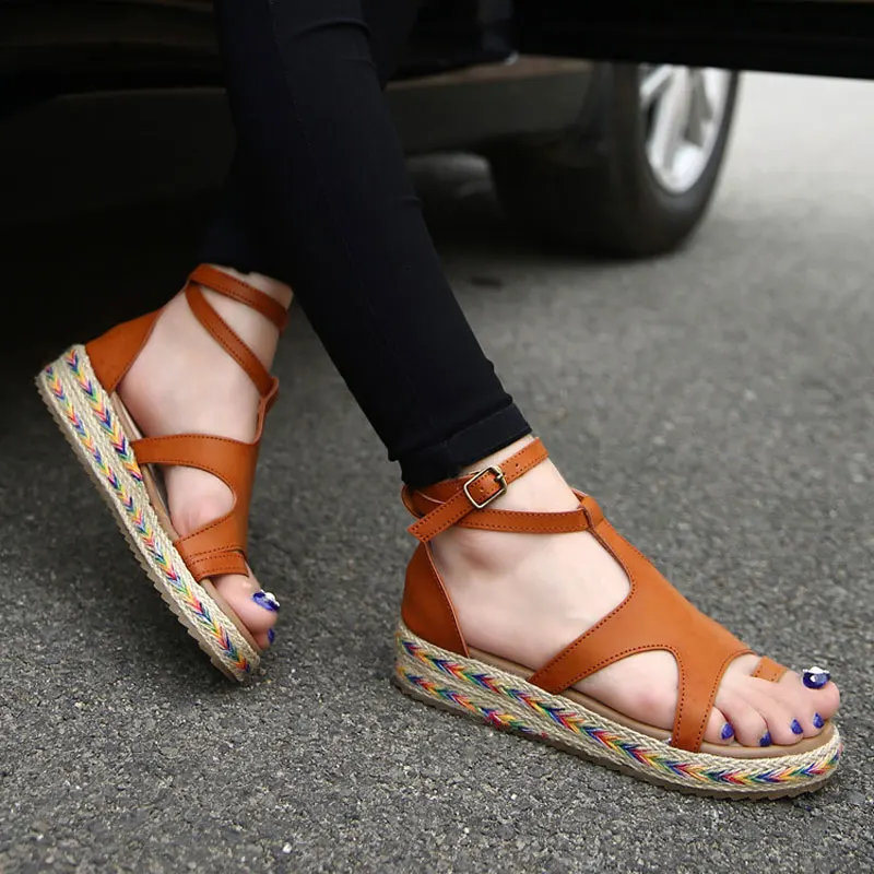 Sandalias mujer 2018 модная обувь женские сандалии уличные гладиаторы на толстой плоской