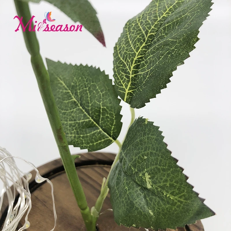 1 Набор Красавица и Чудовище красная роза в стеклянном куполе на деревянной