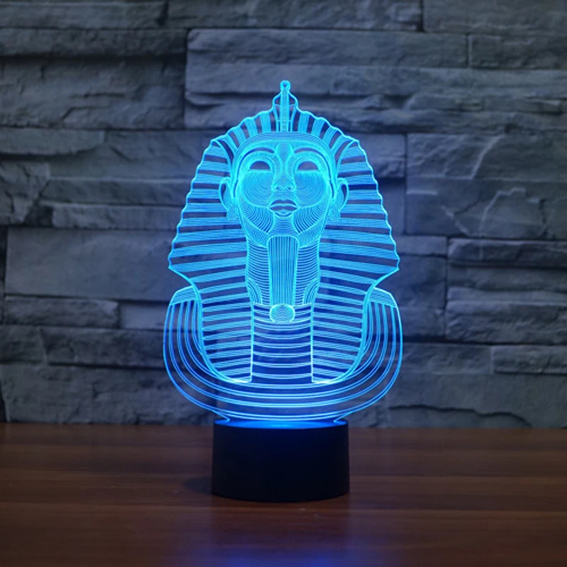 3D светодиодный Египетский Сфинкс с USB ночник Фараона 7 цветов меняющий настроение
