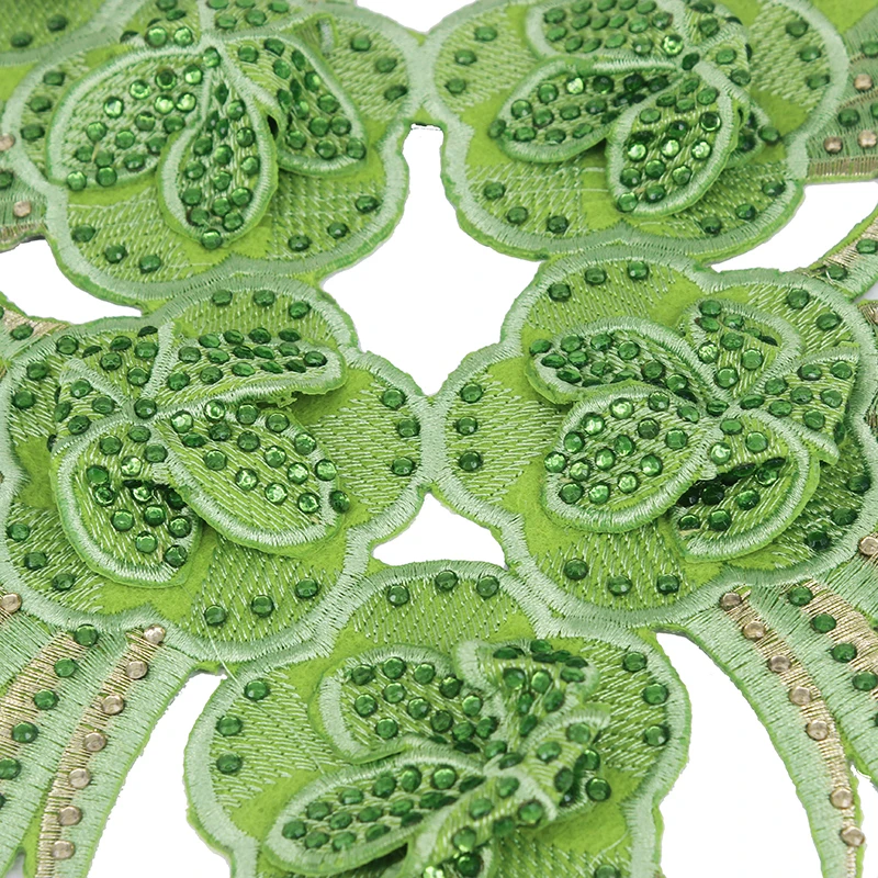 2 шт. светло зеленые 3D Стразы с бусинами V образный вырез воротник аппликация
