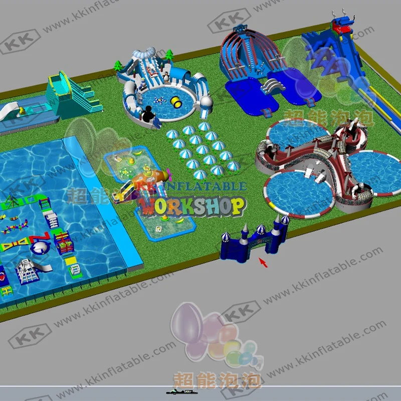 Goede Custom Aantrekkelijke Opblaasbare Commerciële Populaire Pvc Dekzeil Opblaasbare Water Slide Park Met Beugel Zwembad