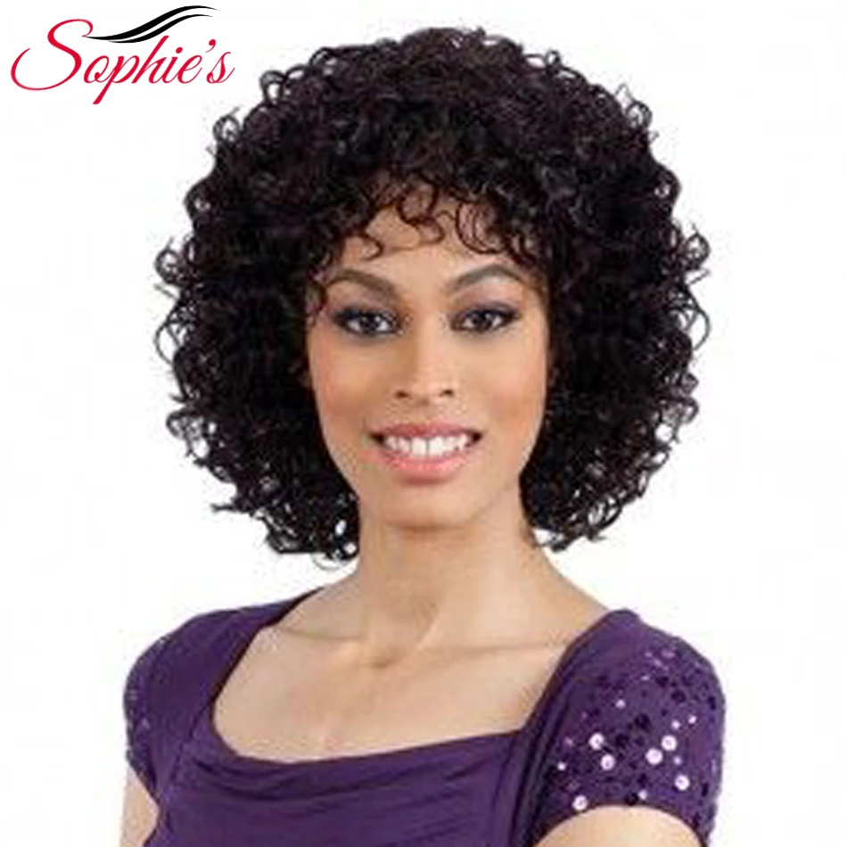 AliExpress - Sophie’s Short Human Hair Wigs Non-Remy Human Hair Curly Wigs For Women 100% Human Hair Machine Made No Smell H.ORA 6.75 Inch