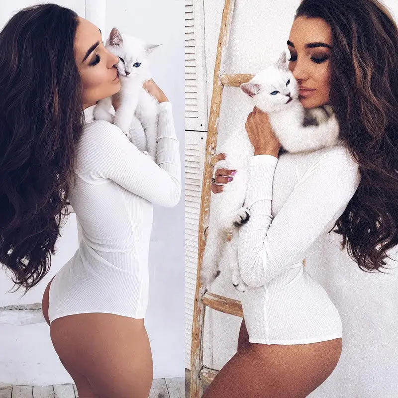 

Fashion Woman Autumn Solid Turtleneck Slim Fit Long Sleeve Sexy Women 'S Tops Skinny Shirts Romper