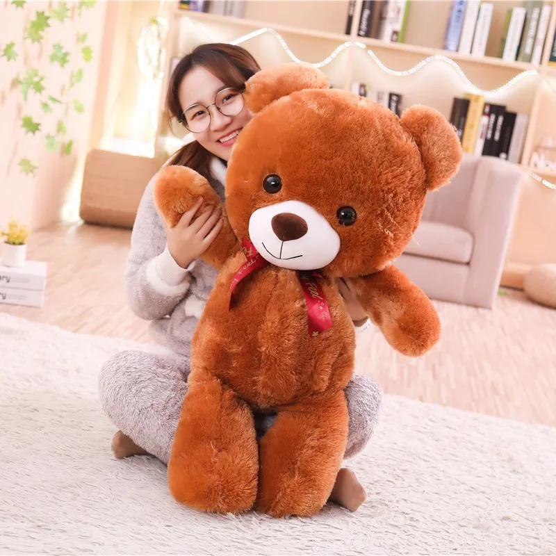 70 см/100 см Kawaii плюшевый мишка плюшевые игрушки мягкие Мультяшные животные коричневый/розовый плюшевый медведь лучшие подарки для подруг влюбленных детей
