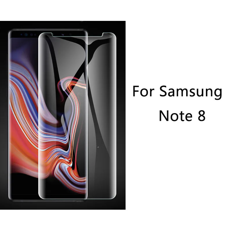 For Samsung note 8 Nano УФ светильник жидкий полный клей стекло протектор экрана для samsung Galaxy S10 S9 S8 Plus E нано оптика изогнутое стекло Note 9 8 - Цвет: For Samsung note 8