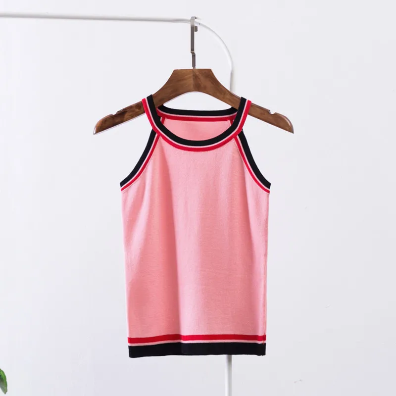 Женский облегающий трикотажный топ на бретельках однотонная Однотонная