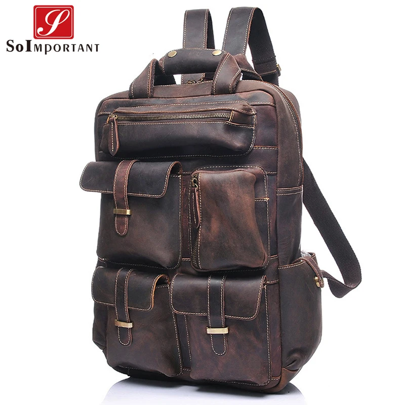 Винтажный рюкзак ручной работы из натуральной воловьей кожи мужские сумки