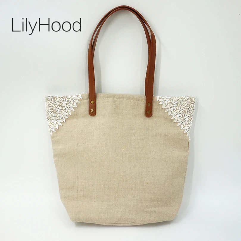 LilyHood женские потертые шикарные кружевные сумки ручной работы льняные джутовые