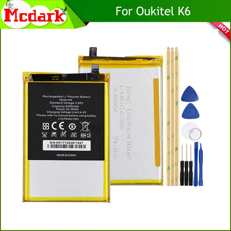 Запасной аккумулятор Mcdark для Oukitel K6 6300 мАч смартфона + Инструменты | Аккумуляторы