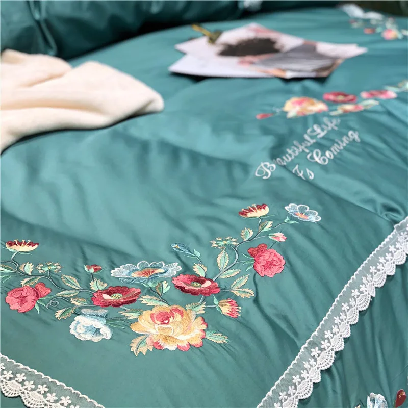 Little Daisy embroidery Bedding Sets girls Beddingset egyptian cotton Bed Linen Duvet Cover Bed Sheet Pillowcase/bed Sets 4/7pcs