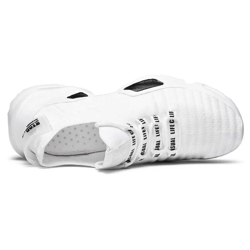 white Men Shoes Height Increasing Flats Casual lace-up Spring Summer Sock Sneakers Tenis Masculino Adulto | Обувь