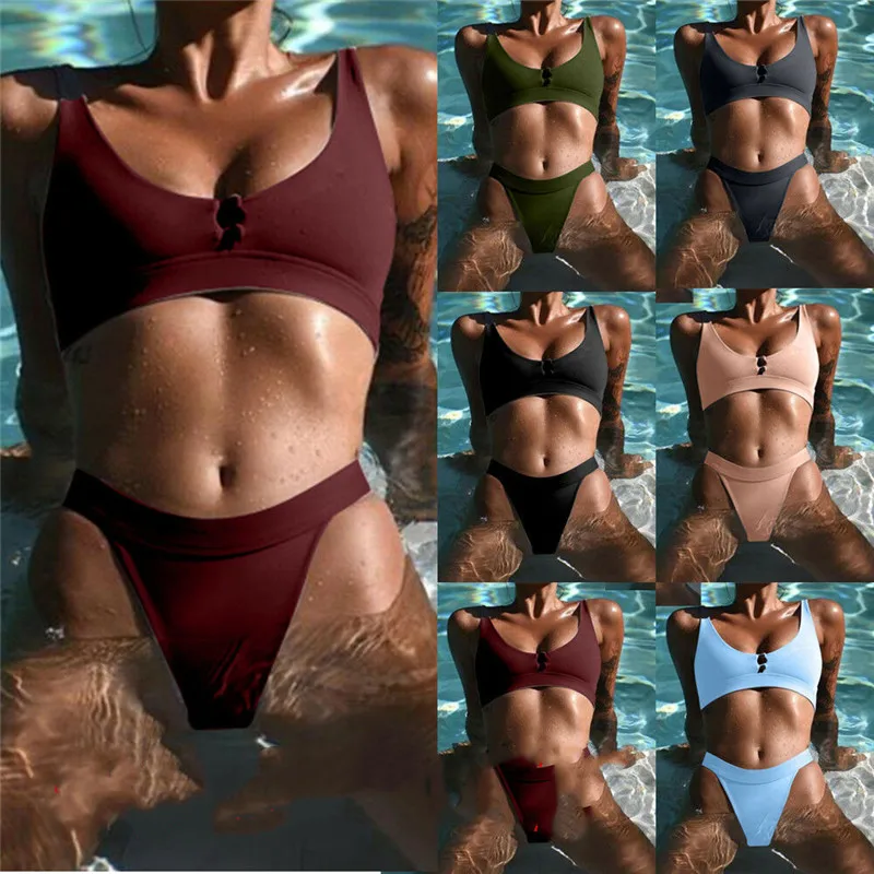 GLANE сексуальные женские летние купальники бикини наборы пуш-ап бюстгальтер