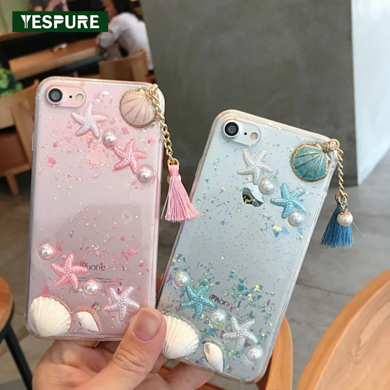 Прозрачный чехол YESPURE с блестками для Iphone 6plus противоударные женские чехлы