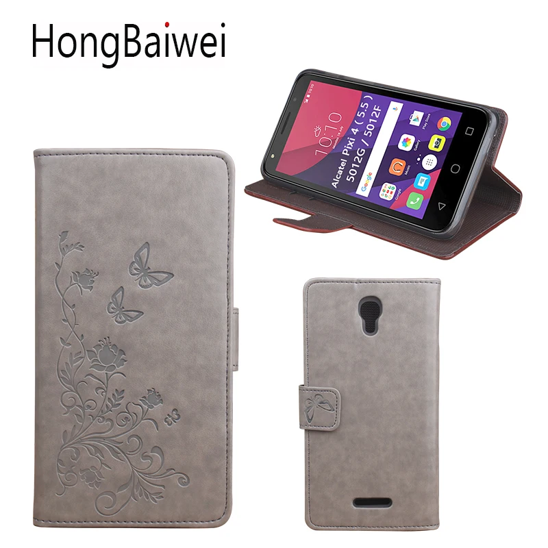 Откидной чехол для Alcatel Pixi 4 5 5012G 5012F с 3D принтом цветов крышкой Роскошный кожаный
