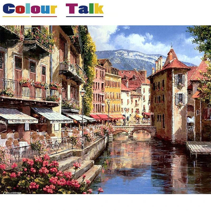 Картина маслом на холсте по номерам Рисование для гостиной DIY Настенная картина