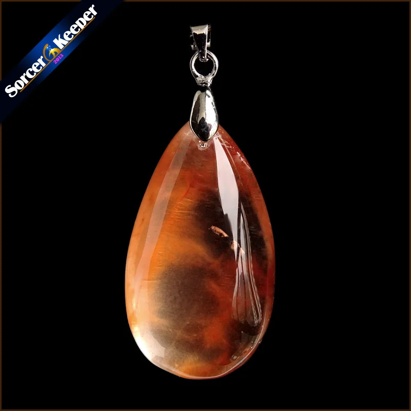 Для женщин Jewelry Цепочки и ожерелья Мода Редкие натуральный камень красный кролик волосы мех Рутиловый Кварц полированный кулон YS143