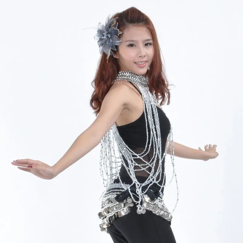 Костюм для танца живота длинные браслет из ожерелья и бисера золото/серебро