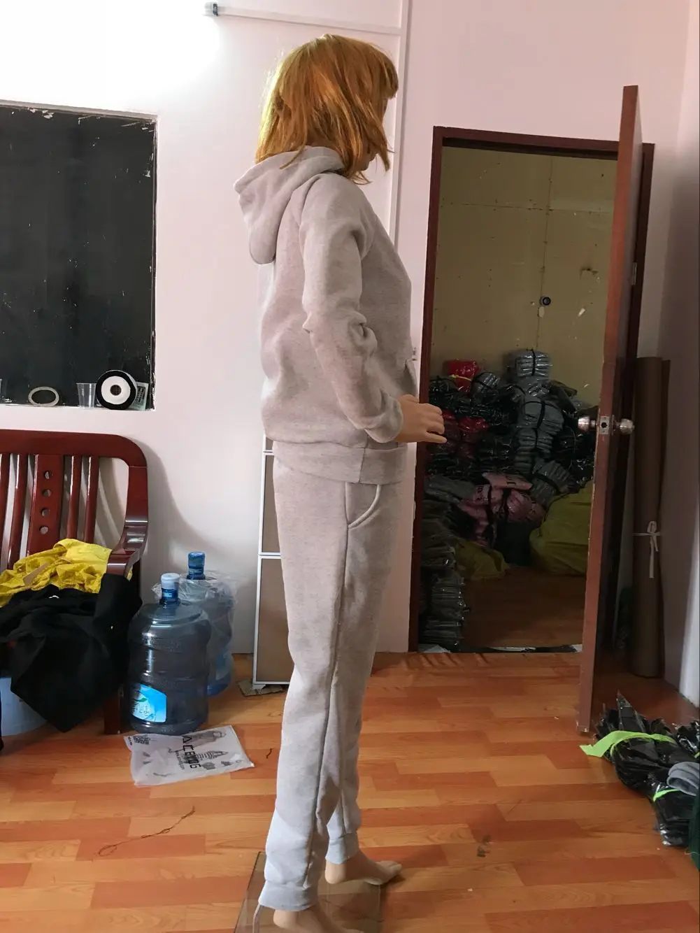 Женский флисовый комплект из двух предметов Толстовка и штаны для фитнеса + топ с
