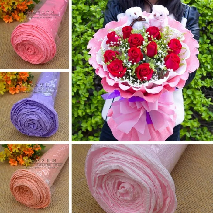 250*50 см цветные DIY цветочные подарочные украшения упаковка крепированная бумага s цветы ручной работы материалы Crinkled бумага