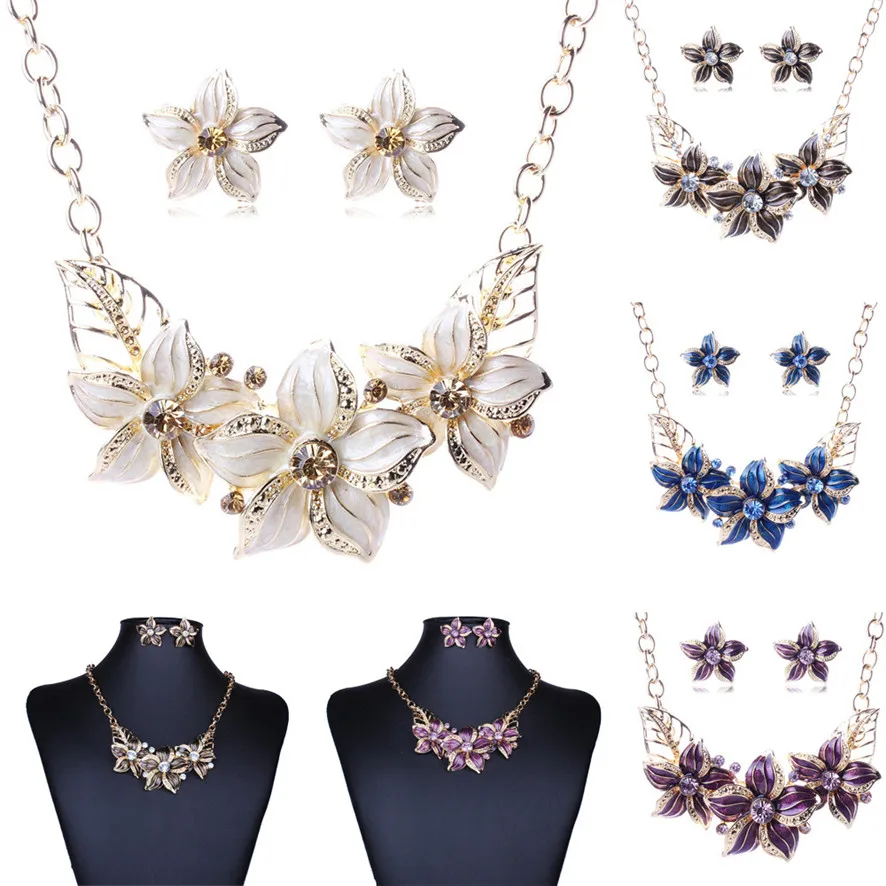 Женское винтажное массивное ожерелье элегантные серьги с цветами|jewelry sets|statement