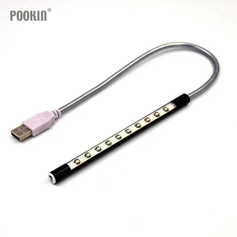 Мини 10 светодиодный S сенсорный переключатель Версия USB светильник гибкий металлический светодиодный светильник Настольная лампа s для ноутбука ПК компьютера