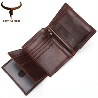 cowather 2021 100 top cow genuine leather short wallet men high quality men wallets vintage purse carteira q523 free shipping