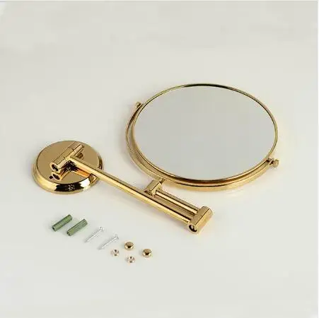 

8" Golden dual Makeup mirrors 1:1 and 1:3 magnifier Copper Cosmetic Mirror Bathroom Double Faced Bath Mirror dressing up mirror