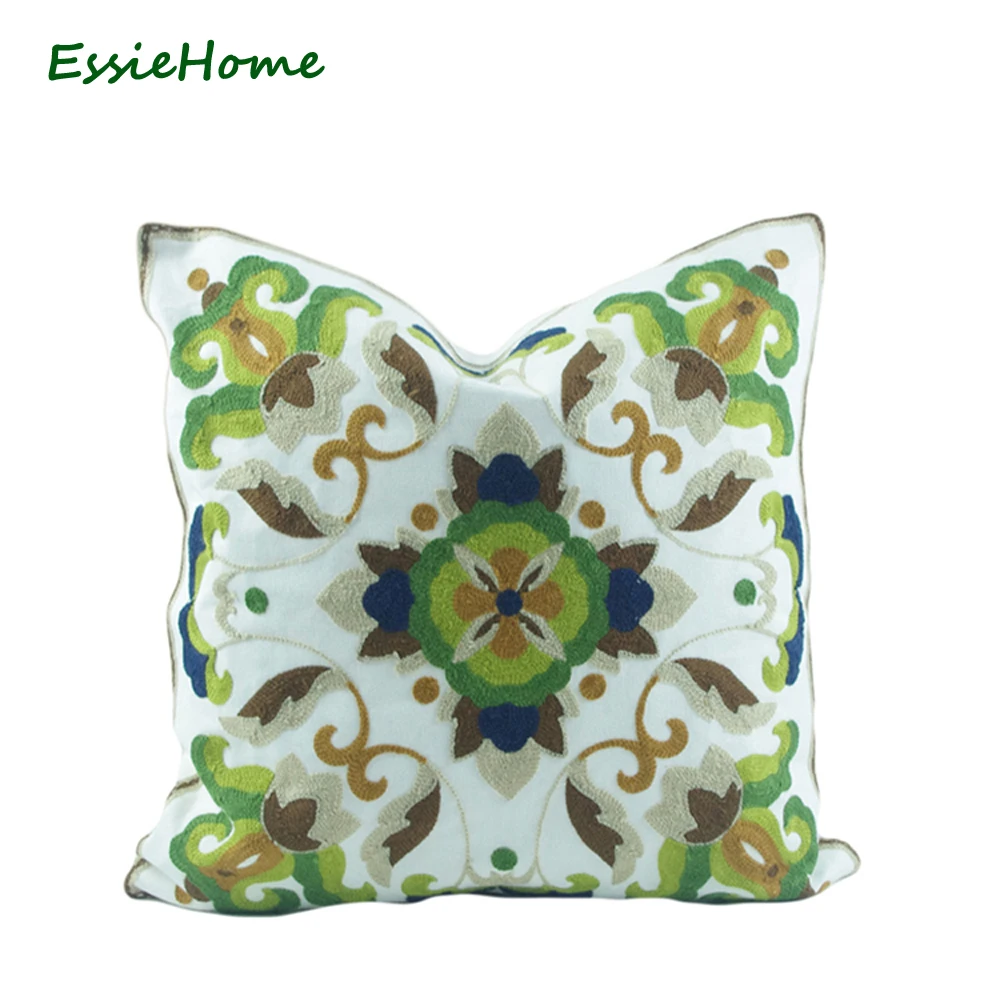 ESSIE HOME 18x18 дюймов зеленый наволочка вязаная вышивка классический цветочный узор