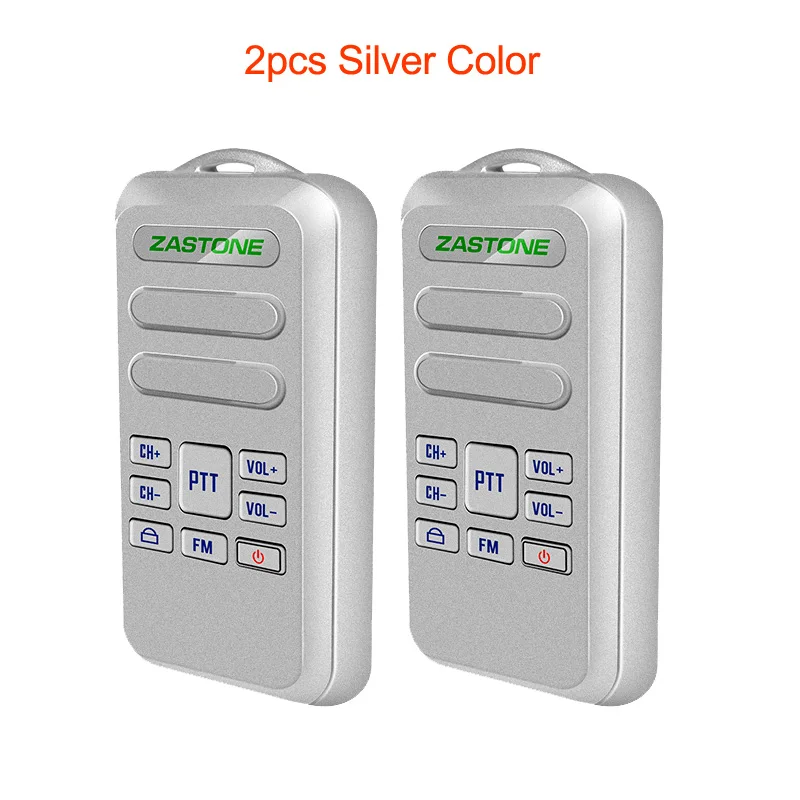 2pcs Silver 2 шт./лот мини портативной рации ZASTONE Mini6 Портативный рация 2 W 16CH 1000 mAh UHF 400-470 МГц двусторонней радиосвязи КВ трансивер - Цвет: 2pcs Silver
