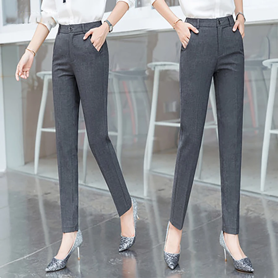 Pencil Office Trousers Elegant Slim Korean Formal Pants Women Sexy Stripe Black Thick Pantalon Mujer Oficina Wear Z5C318 | Женская