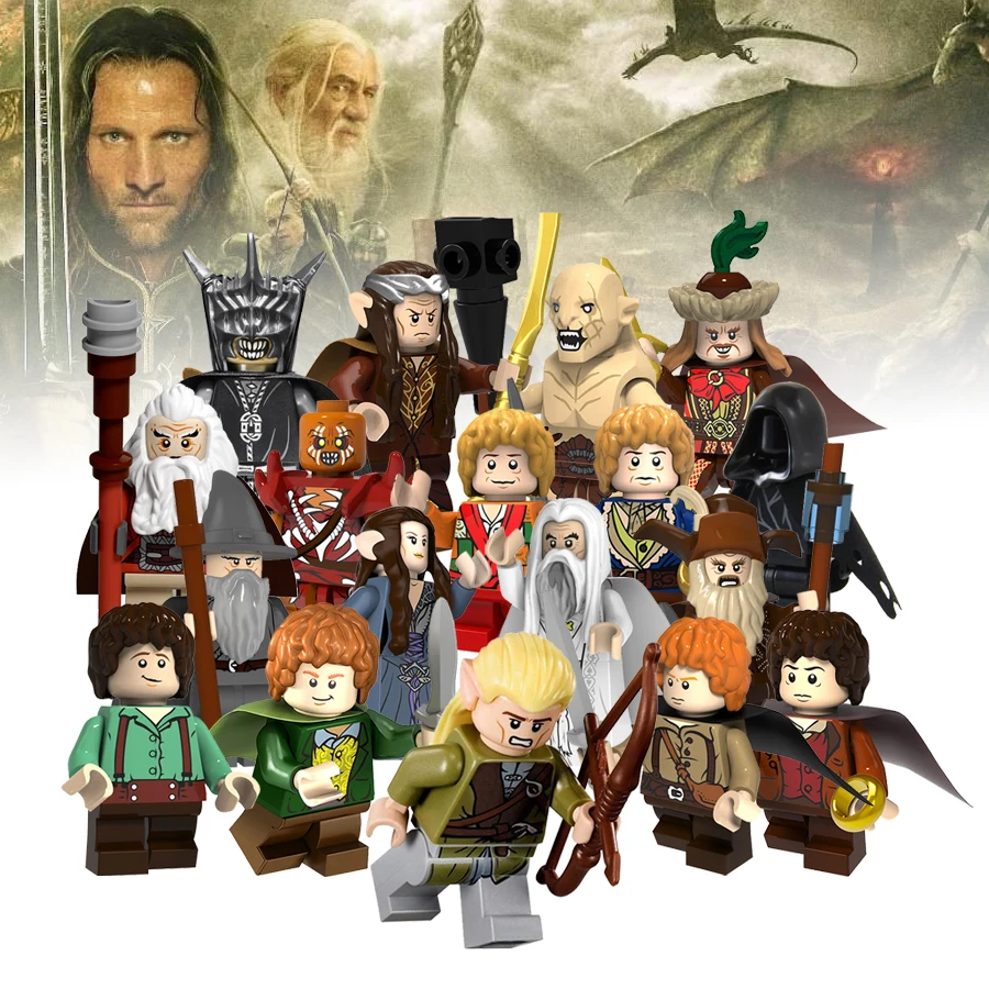 Властелин колец фигурки Frodo Ironfoot Dain эльфийский принц Nazgul кирпич строительный