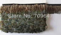 plumas decorativas10meterslot height 5 6cm ringneck pheasant green almond feather trim fringefeathers decoration