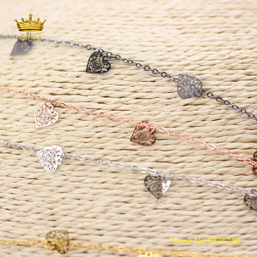 5Meters 9mm Heart Inlay Rose Flower Shaped Charms Rosary Chains Chokers Fashion Style Plated Copper Findings HX183 | Украшения и