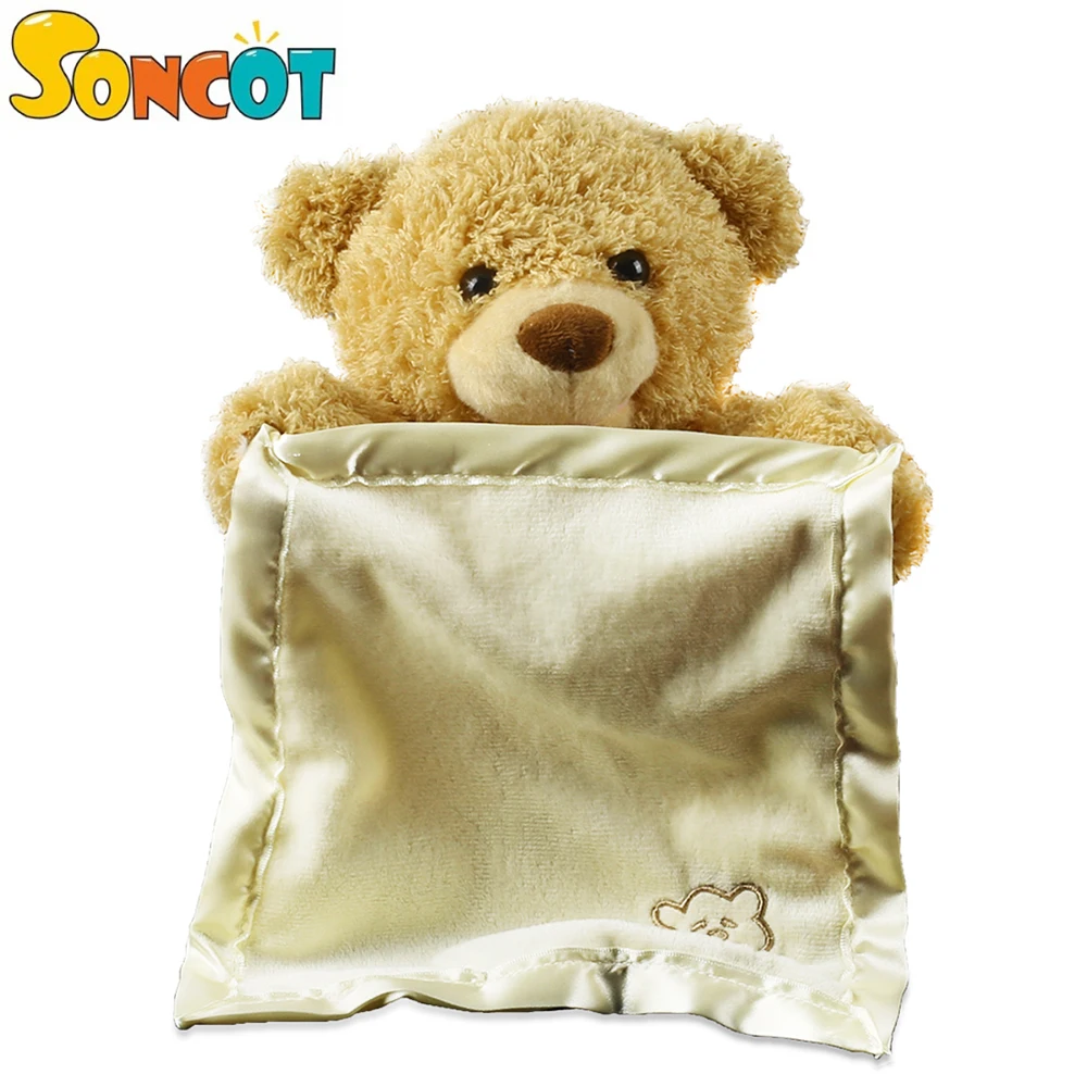 SONCOT продажа см 30 Teddy BearHide and Seek анимированные чучело говоря BearToy застенчивый