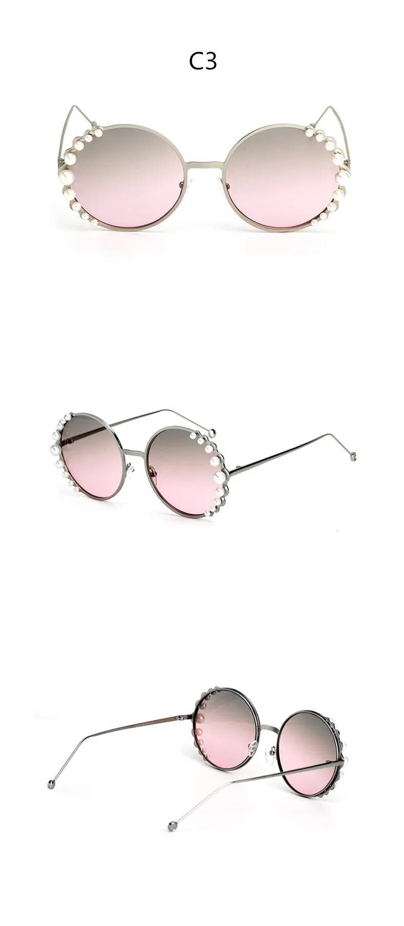 Emosnia круглые жемчужные солнцезащитные очки Modis Oculos De Sol feminino Роскошные винтажные женские брендовые дизайнерские солнцезащитные очки градиентные UV400