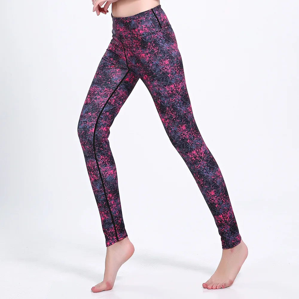 Легинсы для фитнеса с высокой талией черные красные смешанный рисунок сетка