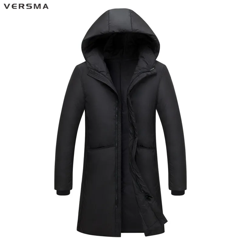 VERSMA, новинка, Россия, зимняя куртка с капюшоном, белый утиный пух, парка, Мужское пальто, толстая, мужская, теплая, Jaqueta Masculina, молодежные куртки, пальто для мужчин - Цвет: Black