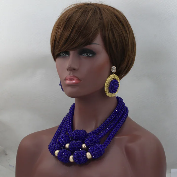 Роскошные королевские синие африканские массивные бусы Набор нигерийский
