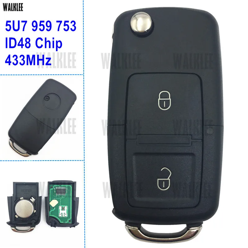 WALKLEE комплект дистанционного ключа для VW/VOLKSWAGEN GOL Saveiro G5 HLO 5U7 959 753 5FA 009 628-00 Hella 433 МГц