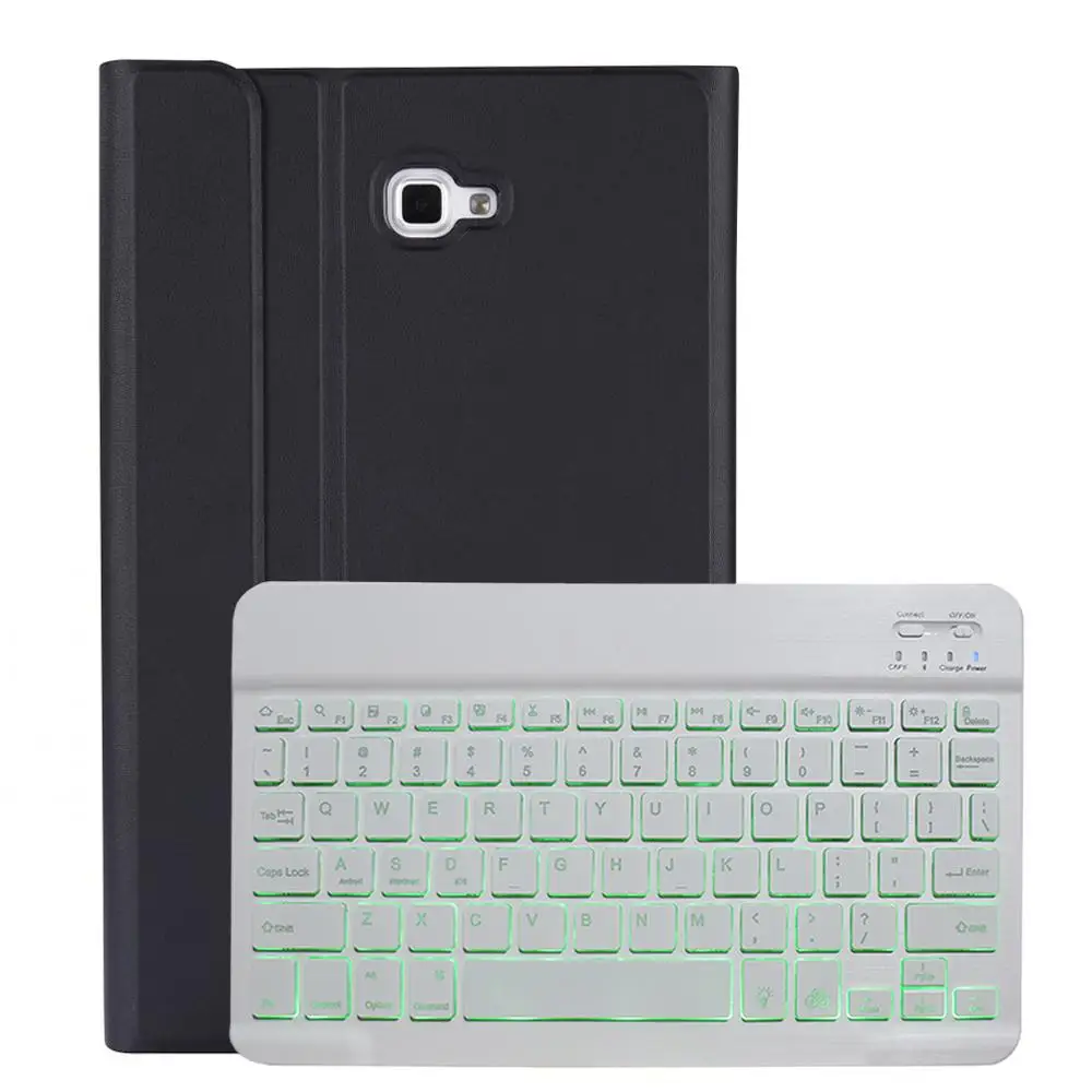 Black with White Чехол для samsung Galaxy Tab A A6 10,1, чехол для клавиатуры T580 T585, SM-T580, чехол для SM-T585, 7 видов цветов с подсветкой, bluetooth-клавиатура - Цвет: Black with White