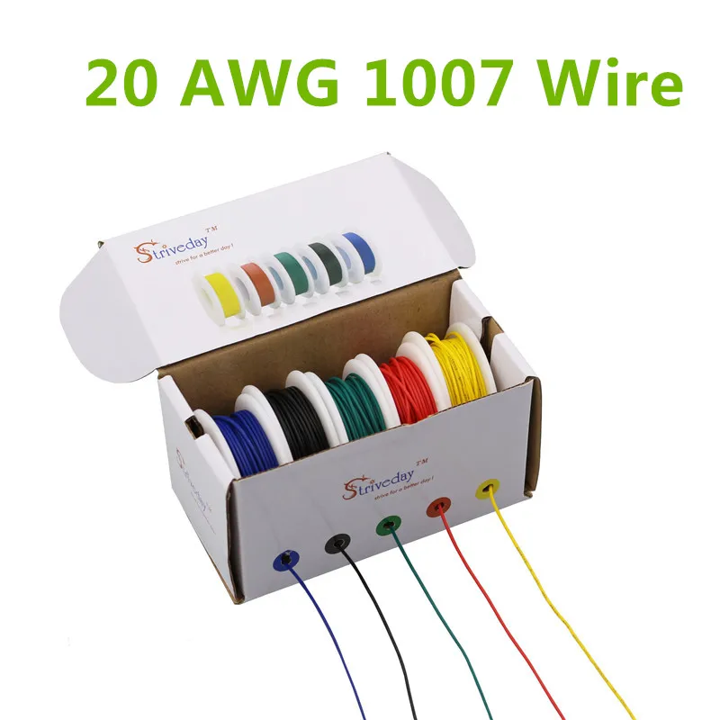 30 м UL 1007 20AWG 5 цветов Смешанная коробка 1 2 посылка Электрический провод Кабельная