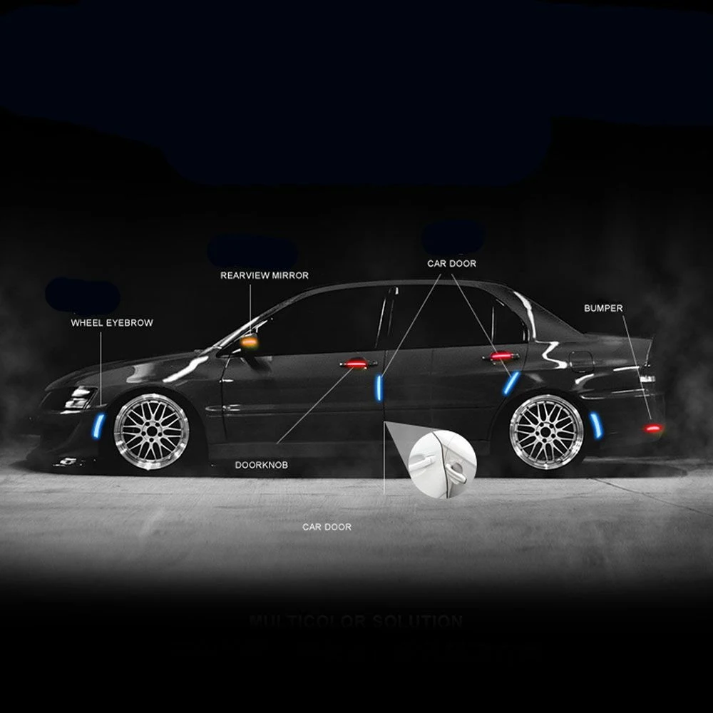 4 шт./компл. Светоотражающие предупреждающие полосы клейкие ленты для бампера