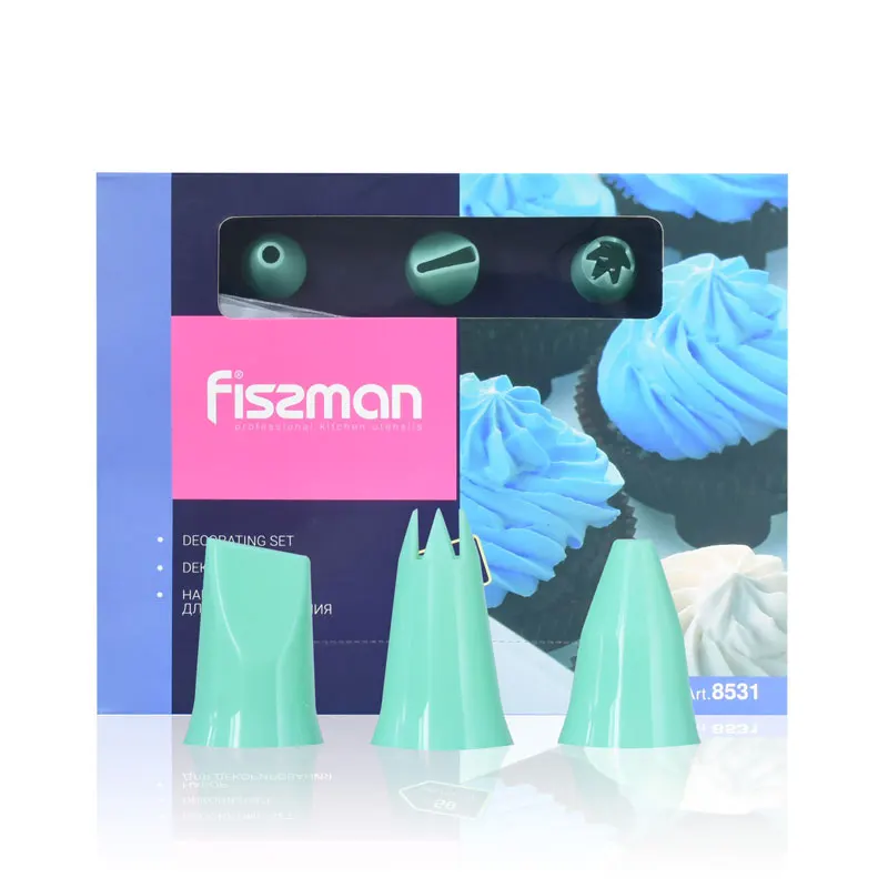 FISSMAN 53 шт. Набор насадок для украшения торта крема глазурь окантовка сахарное ремесло Кондитерские инструменты помадка украшения инструменты - Цвет: Silicone