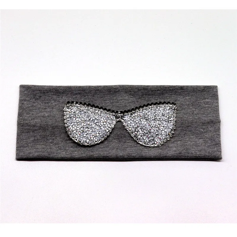 Dark Grey Silver Женские солнцезащитные очки, повязки на голову, летняя мода, стразы, эластичная повязка на голову для девушек, леди, хлопок, твердая повязка, аксессуары для волос - Цвет: Dark Grey Silver