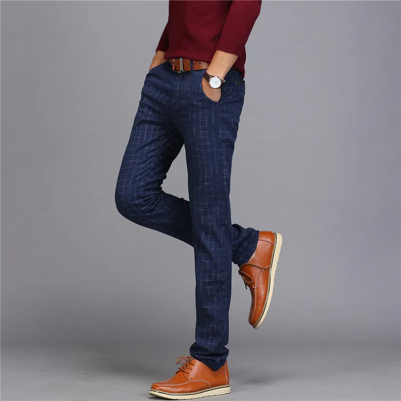 Для Мужчин's Бизнес Повседневное брюки тенденция Дизайнер Хлопок Slim Fit