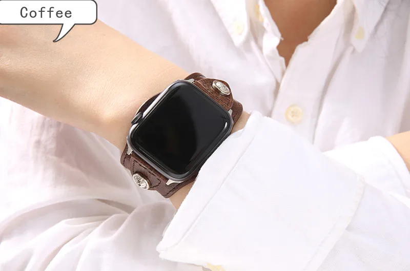 Браслеты-манжеты для Apple Watch 38 мм 42 мм 40 мм 44 мм Iwatch серии 5 4 3 2 1, кожаный браслет для мужчин и женщин